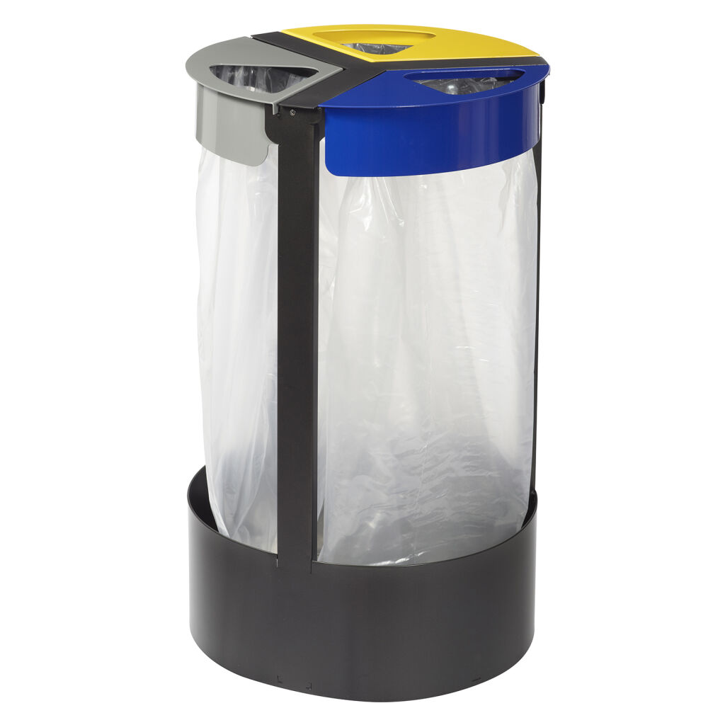 Waste sackholder waste bag holder with 3 compartments on foot
