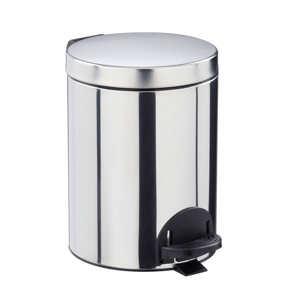 Poubelle de bureau et intérieur acier en polyester avec couvercle à pédale châssis