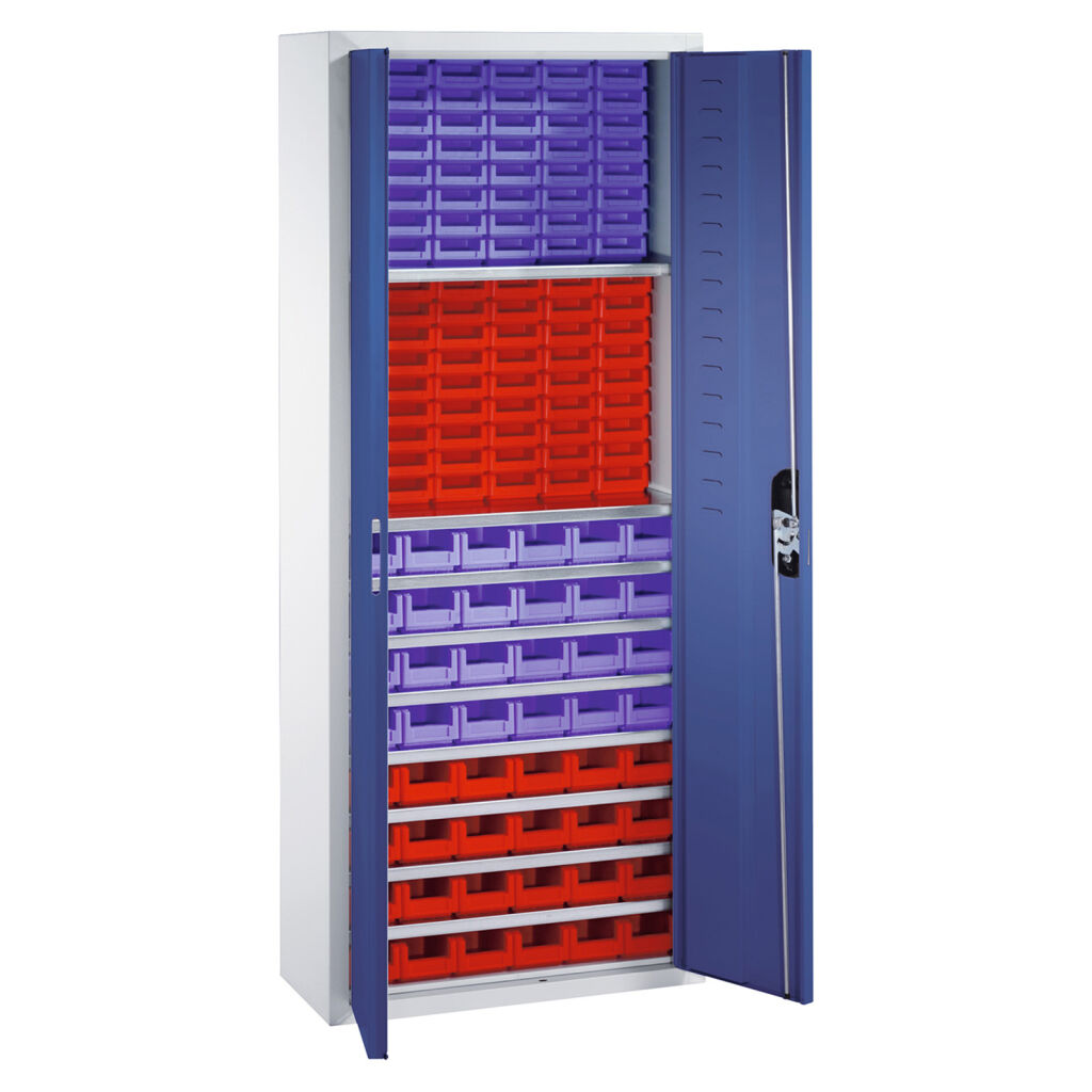 Boîtes armoire avec 2 portes battantes et 138 bacs à bec de rangement