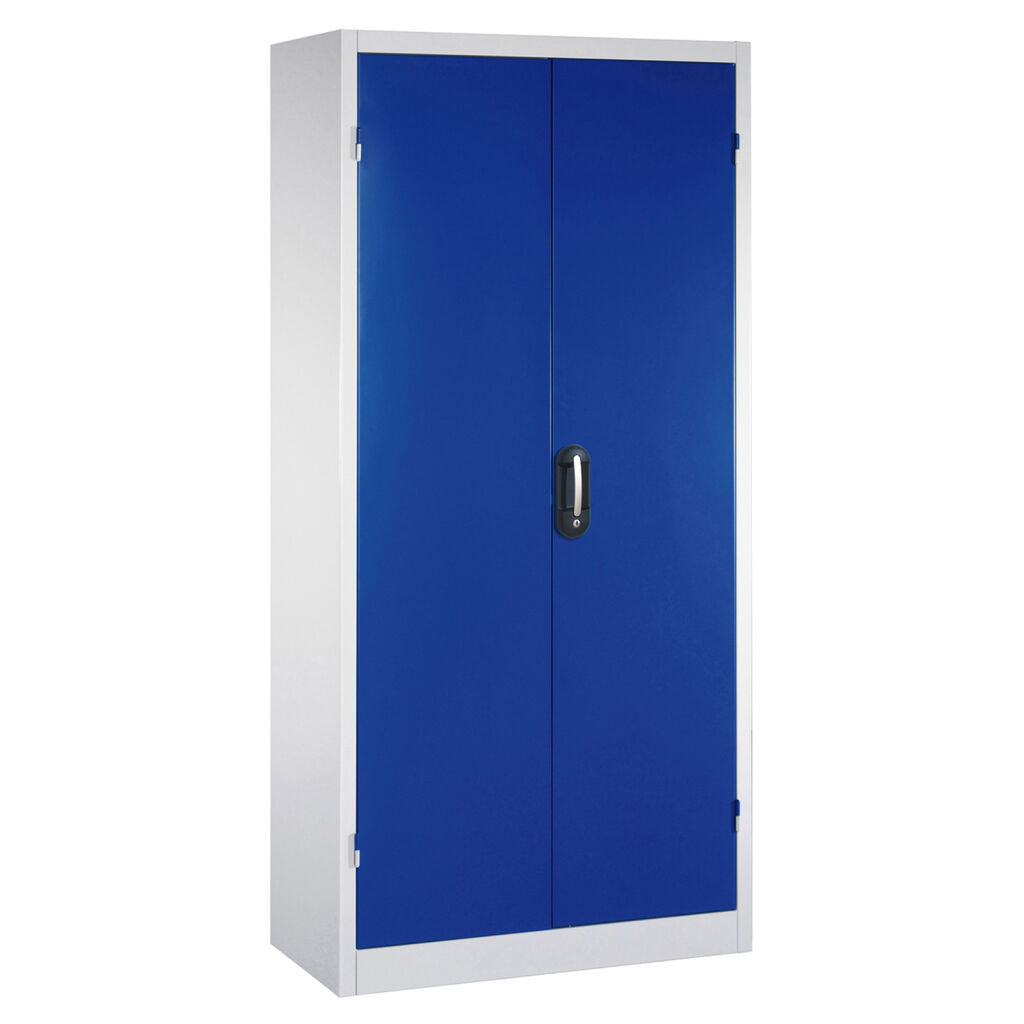 Armoire d'équipement avec 2 portes battantes, 4 étagères et 3 tiroirs