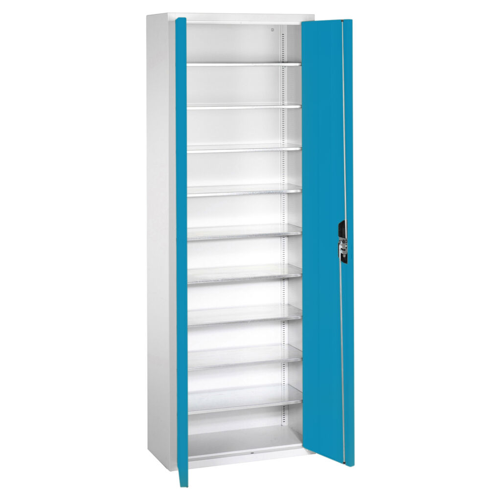 Boxes cabinet with 2 hinged doors and 9 floors