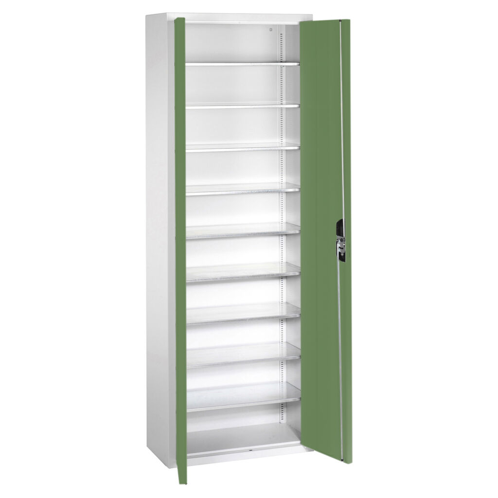 Boxes cabinet with 2 hinged doors and 9 floors