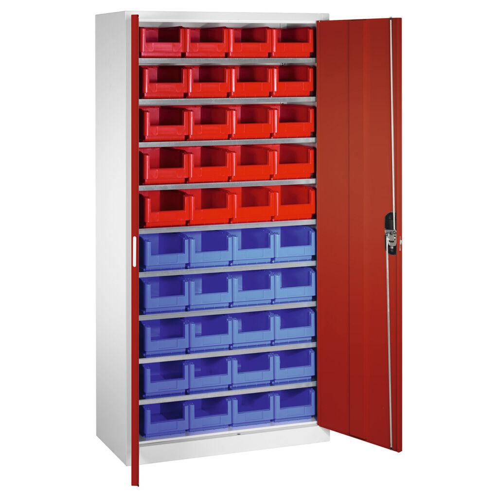 Cabinet Boxes Cabinet With 2 Hinged Doors And 40 Storage Bins From