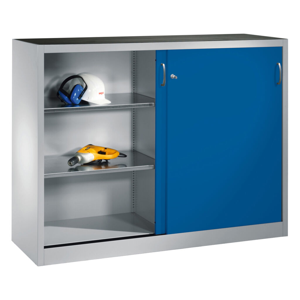 Sliding door cabinet with 2 sliding doors and 4 floors