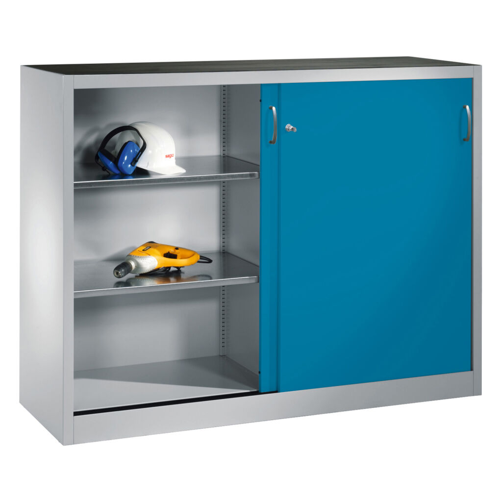 Sliding door cabinet with 2 sliding doors and 4 floors