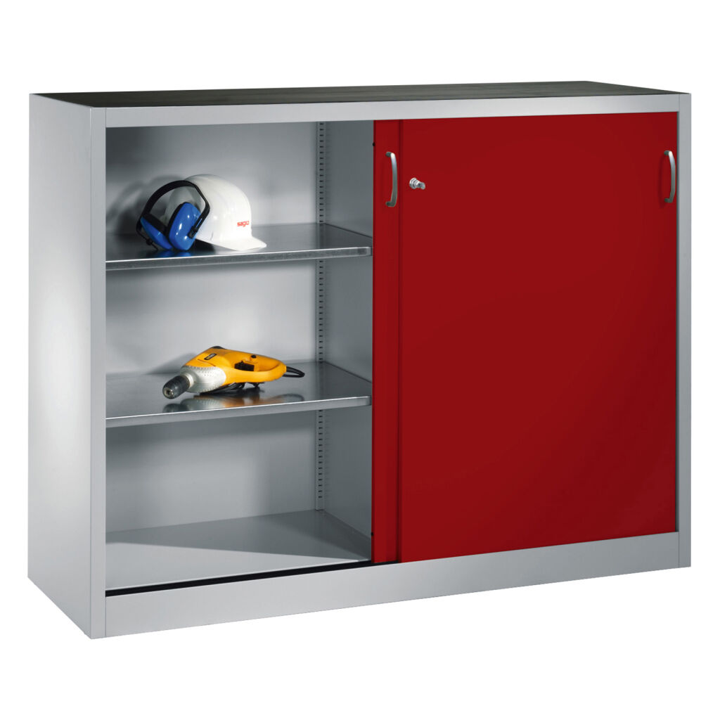 Sliding door cabinet with 2 sliding doors and 4 floors