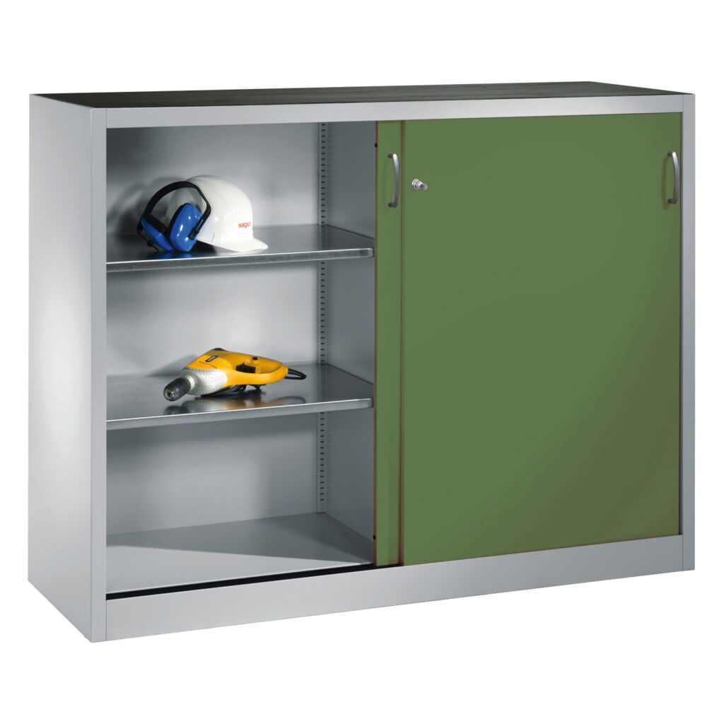 Sliding door cabinet with 2 sliding doors and 4 floors