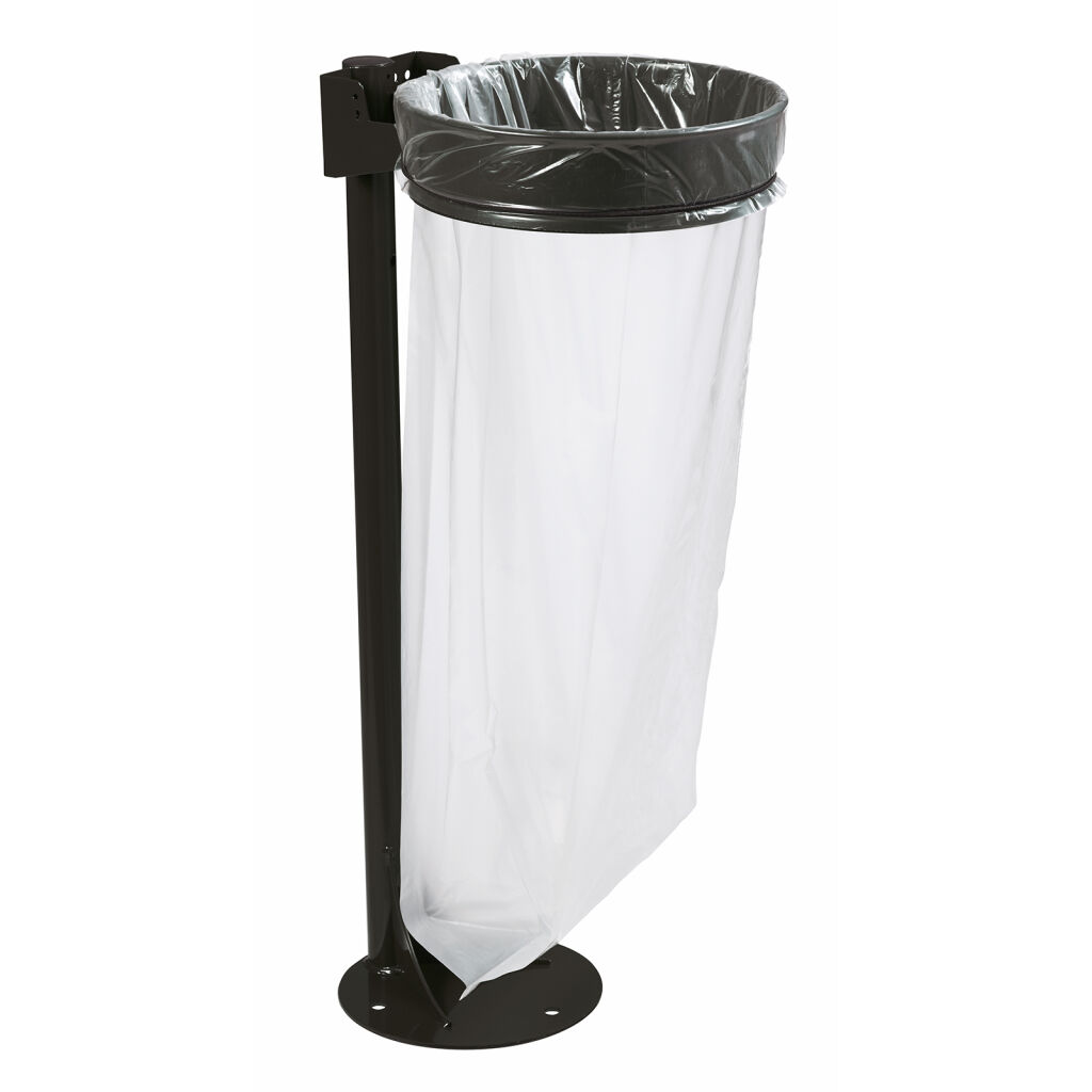 Waste sackholder waste bag holder with floor anchored plate 