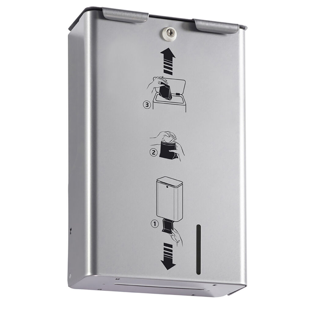 Hygiene bag dispenser wall mounted bin