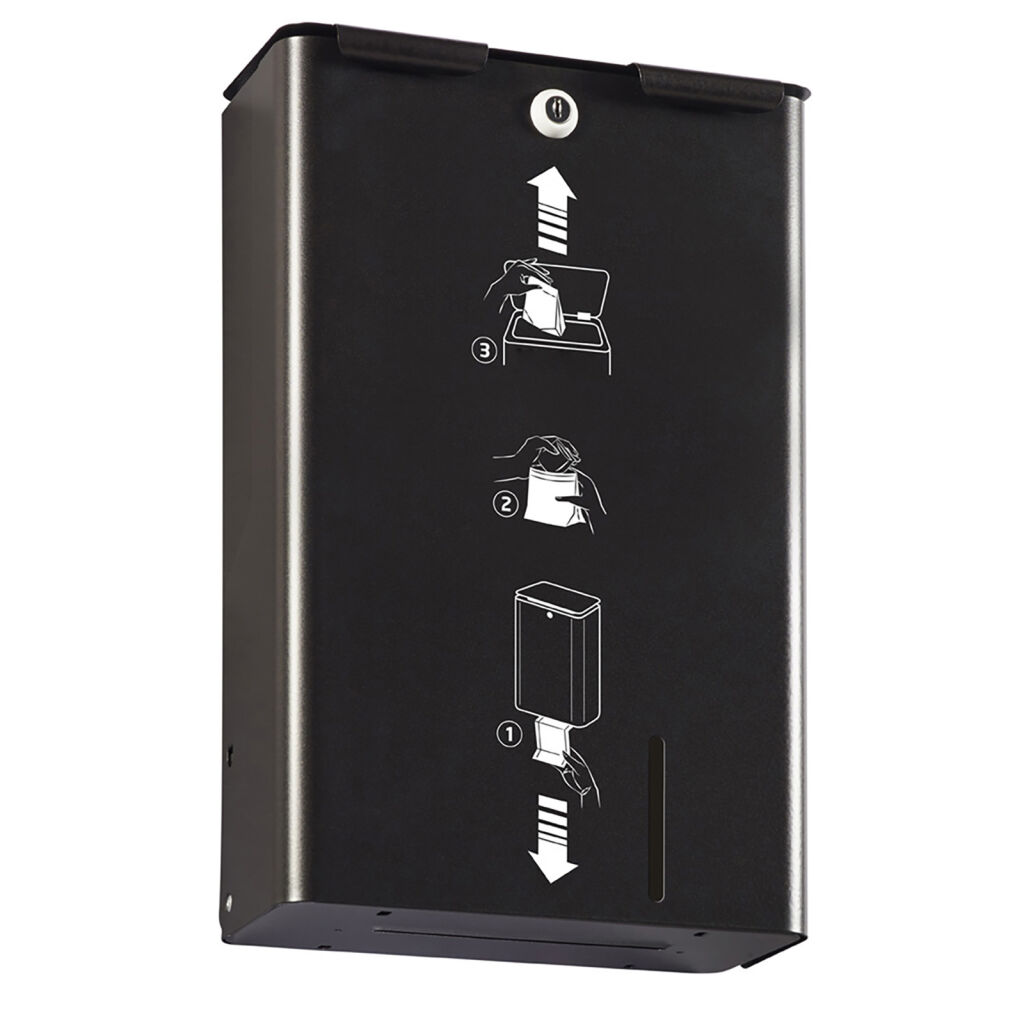Hygiene bag dispenser wall mounted bin