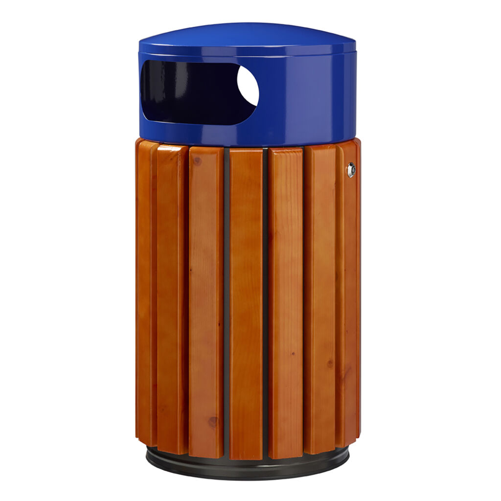 Free-standing outdoor waste bin steel waste pin with galvanized inner tray