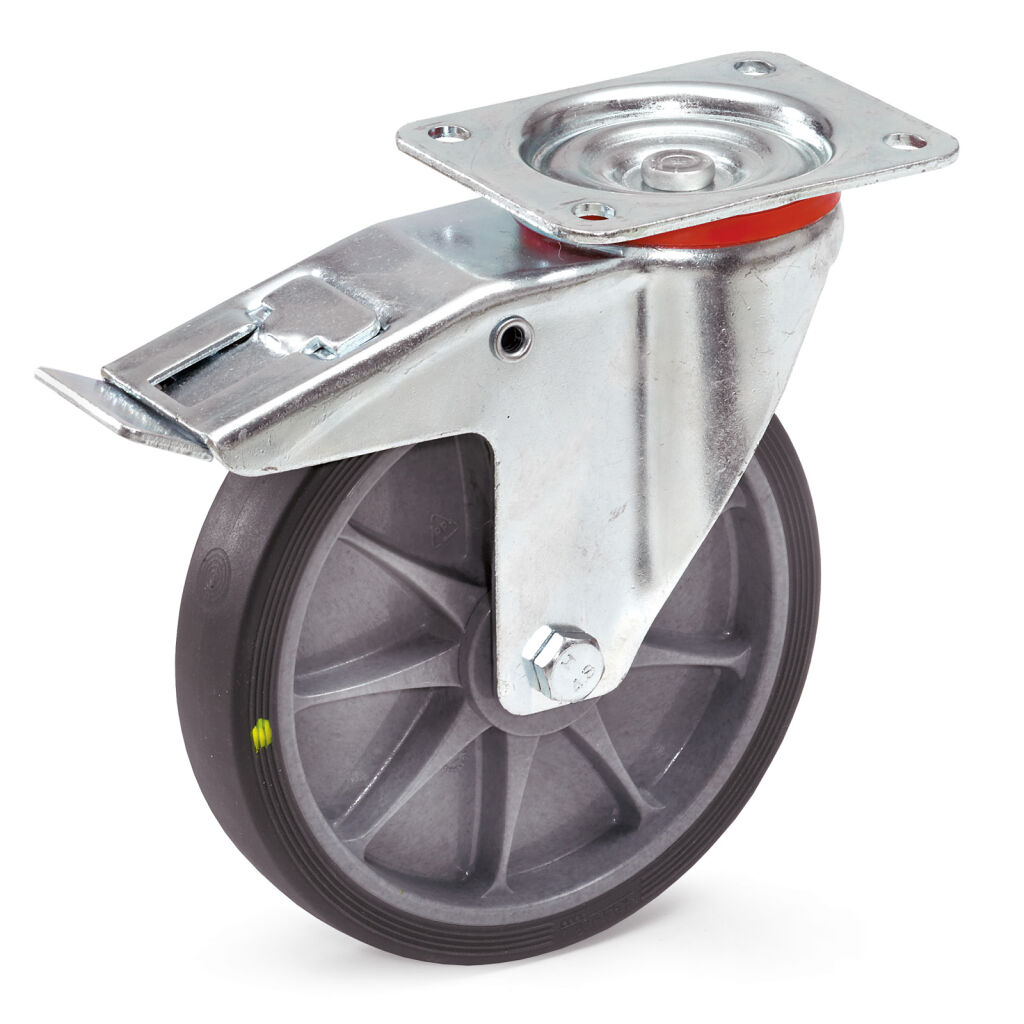 Roulettes et roues roue pivotante avec frein ø 200 mm Exécution: Ø 200 mm
