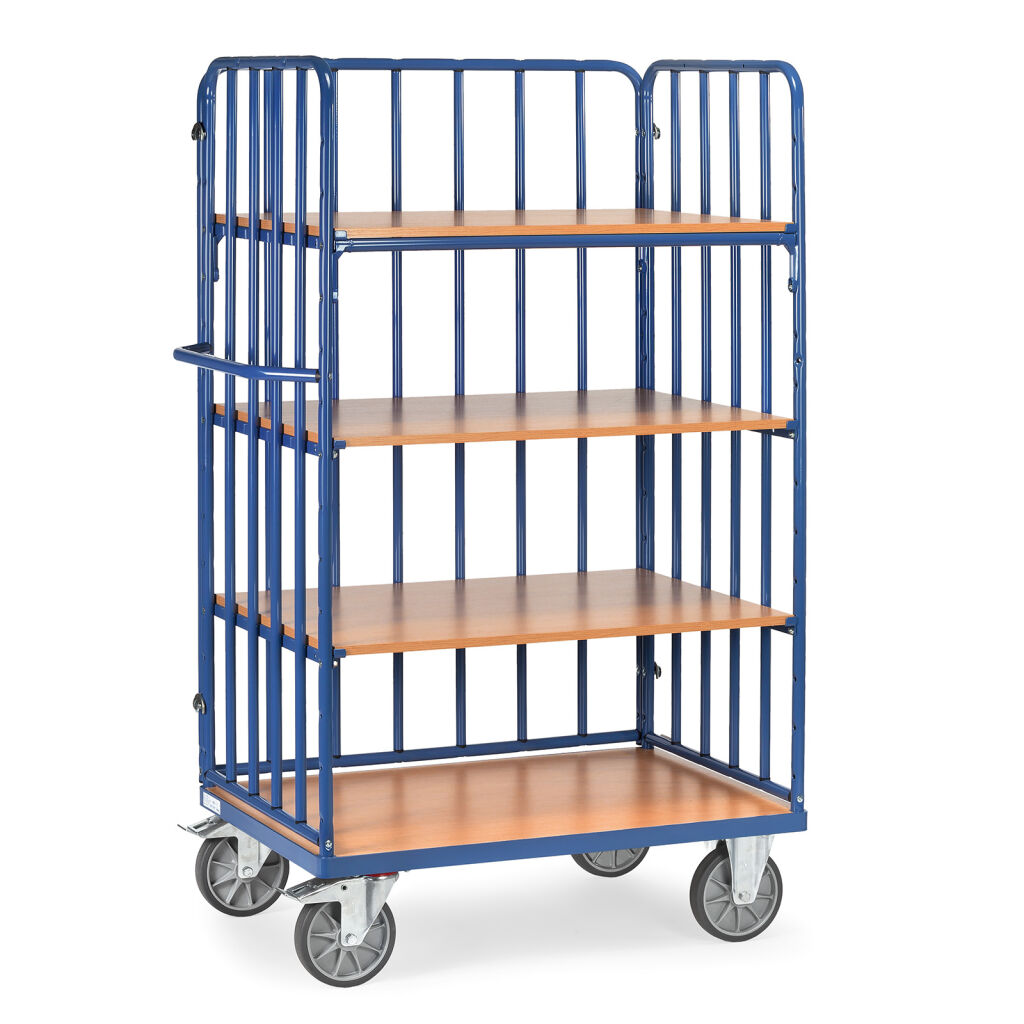 Shelved trolleys Fetra shelved trolley 2 side walls 1 long wall