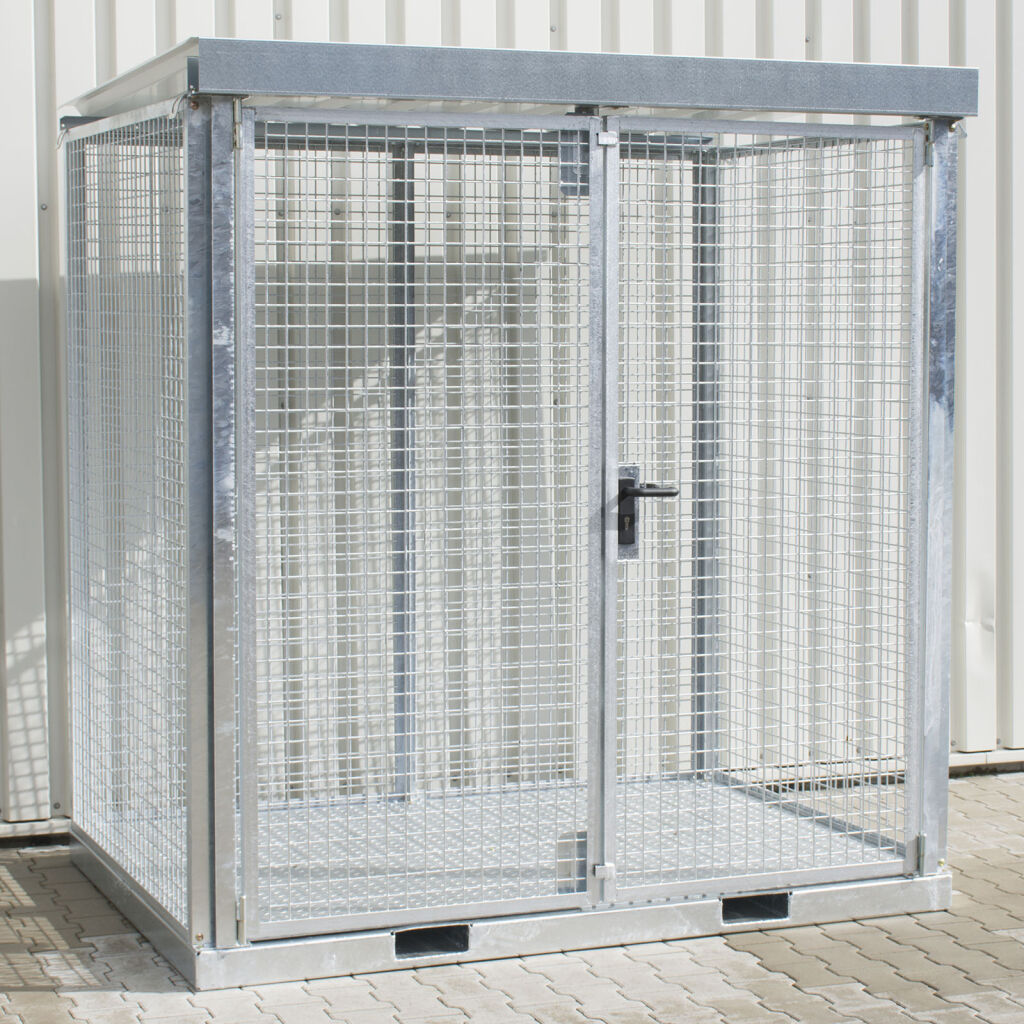 Stockage bouteille de gaz box avec toît et entrées de fourches pour 45 bouteilles à gaz ø220 mm