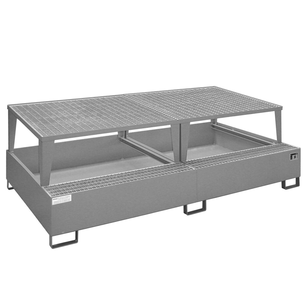 retention basin steel receptacle for IBC for 2x 1000 l IBC