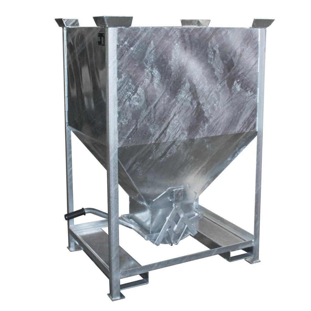 Conteneur Silo fermeture spéciale par leviers croisés 300x300 mm entrées de fourches 175x65 mm et coins d''empilage