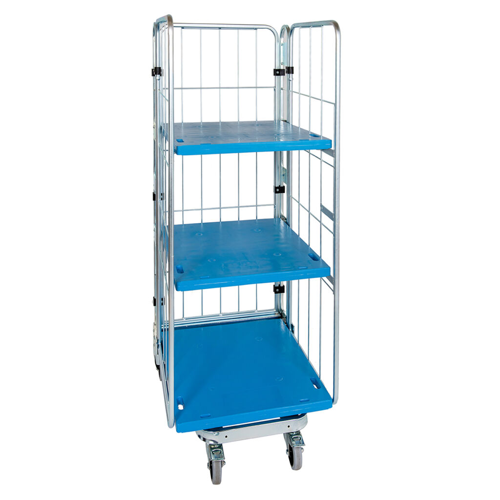 Rollbehälter 3-seitig 3-fach-Rollcontainer A-Rahmen, nestbar