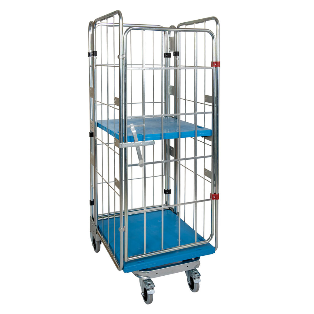 Rollbehälter 4-seitig 4-fach-Rollcontainer A-Rahmen, nestbar