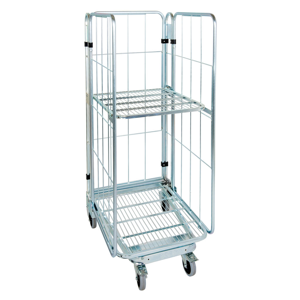 Rollbehälter 3-seitig 3-fach-Rollcontainer A-Rahmen, nestbar