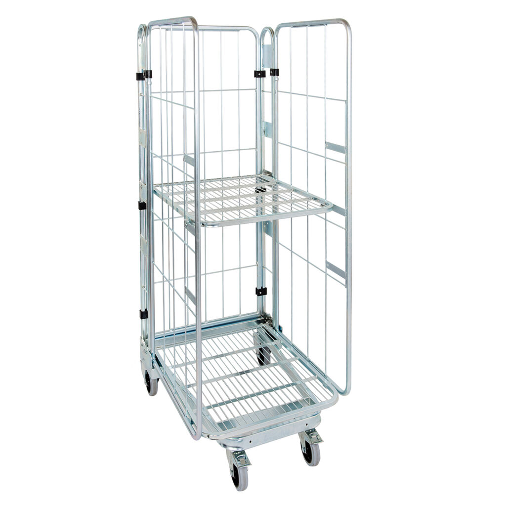 Rollbehälter 3-seitig 3-fach-Rollcontainer A-Rahmen, nestbar