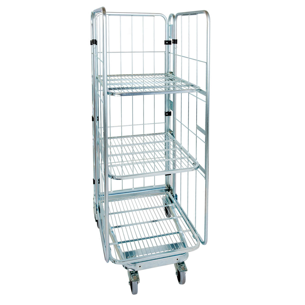 Rollbehälter 3-seitig 3-fach-Rollcontainer A-Rahmen, nestbar