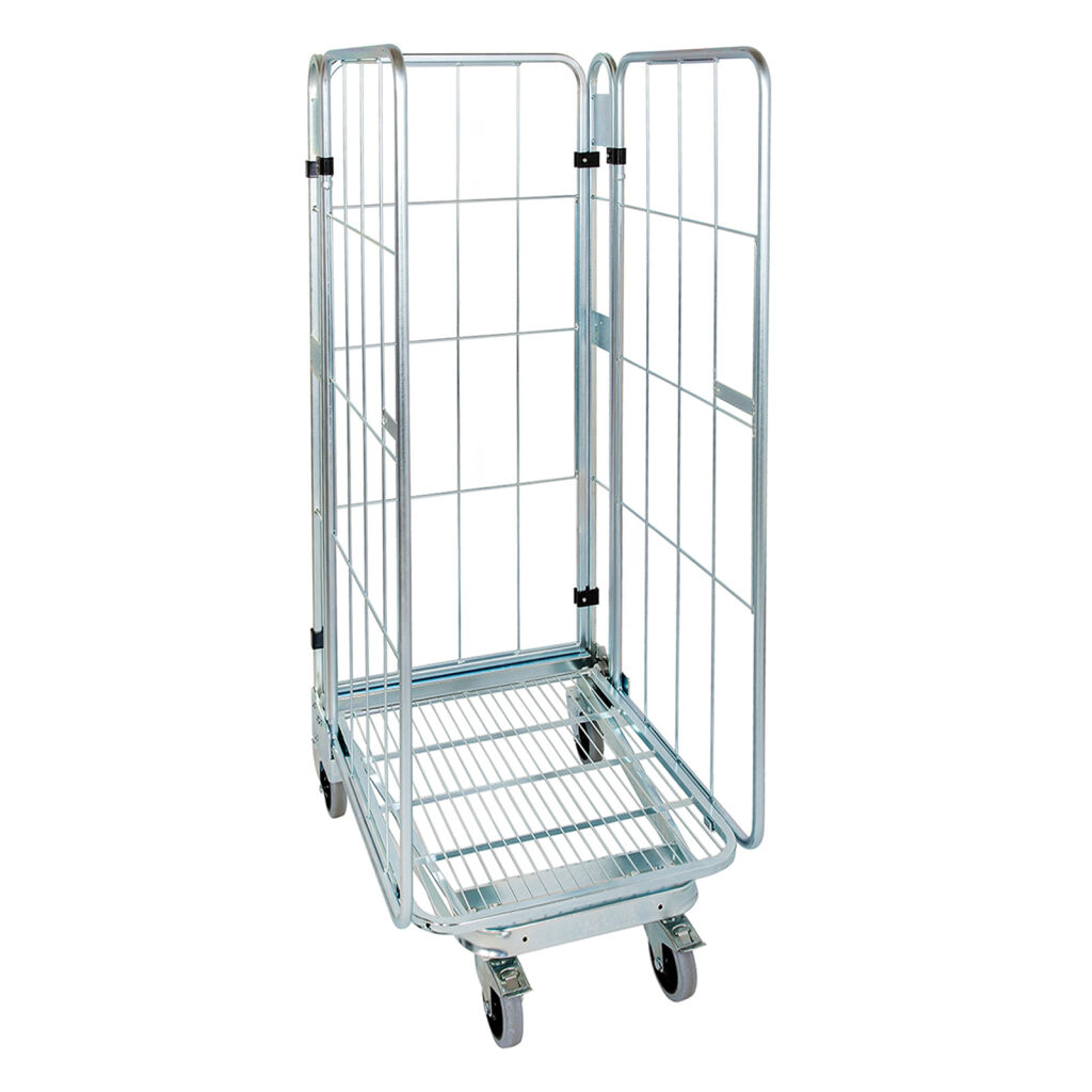 3-Sides 3-compartment rolling container A-nestable