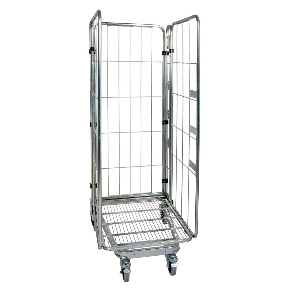 Rollbehälter 3-seitig 3-fach-Rollcontainer A-Rahmen, nestbar