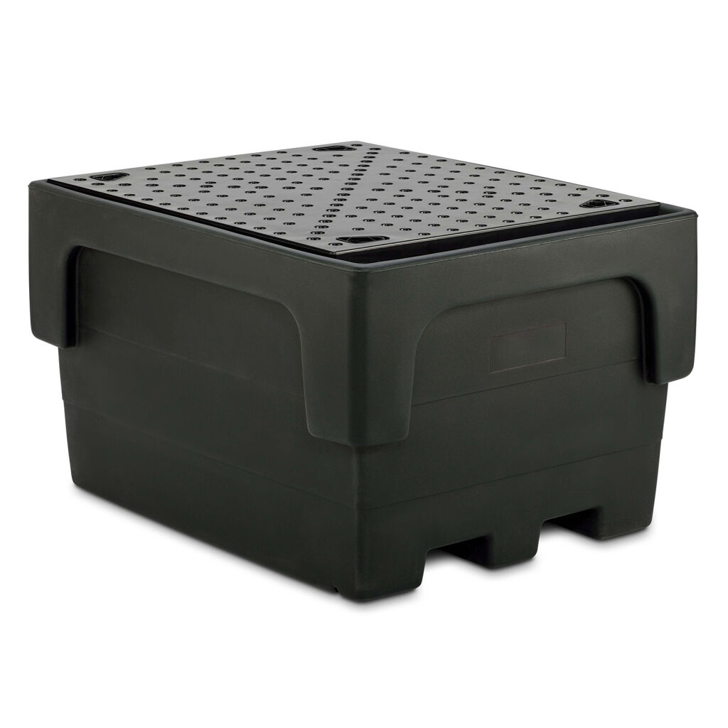 Bac de rétention plastique stockage de fûts ou transicuves (IBC) avec fond grillagé