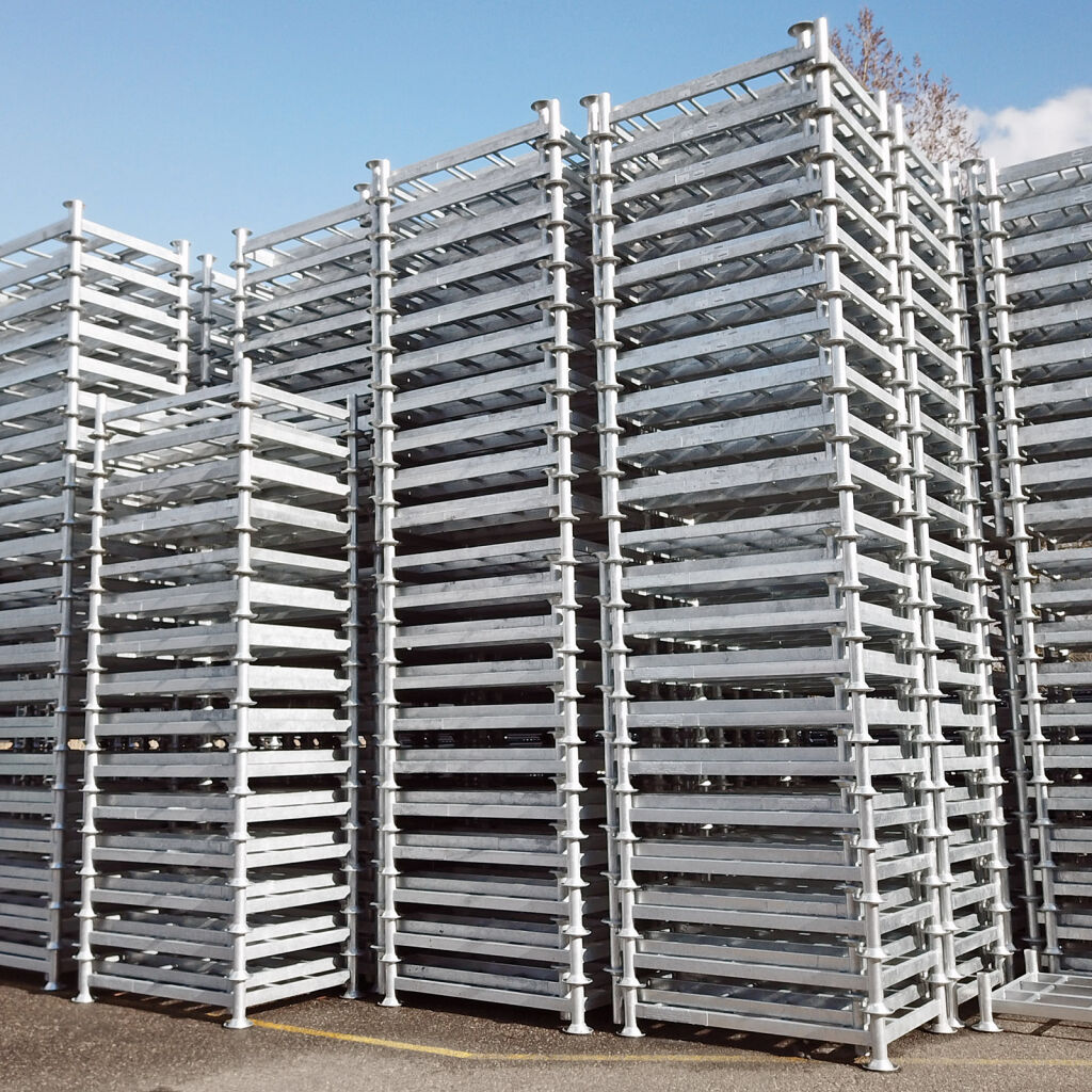 Stacking rack mobile storage rack TÜV suitable for stanchions 60.3.  L: 1530, W: 1165, H: 300 (mm). Article code: 87301-V