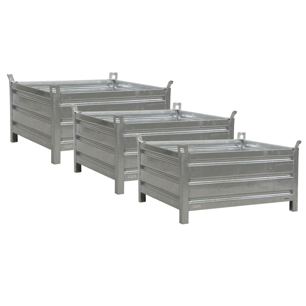 Caisse palette métallique construction compact avec quatre murs fermés