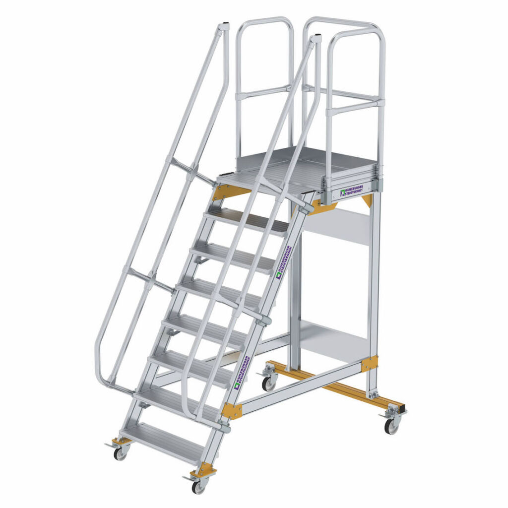 Podestleiter aluminium Prodestleiter einseitig begehbar, 8 Stufen inkl. plattform