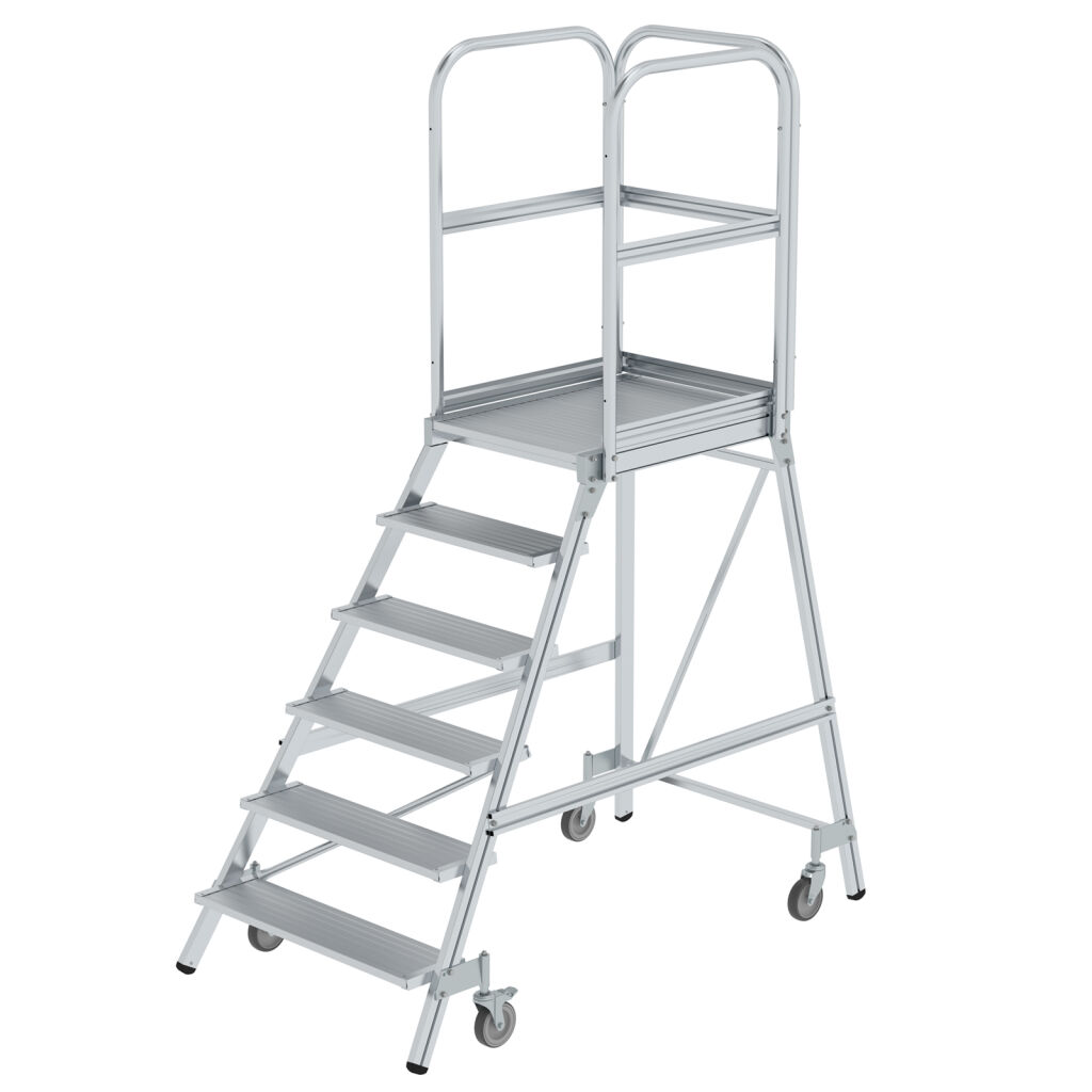 Podestleiter aluminium Prodestleiter einseitig begehbar, 6 Stufen inkl. plattform