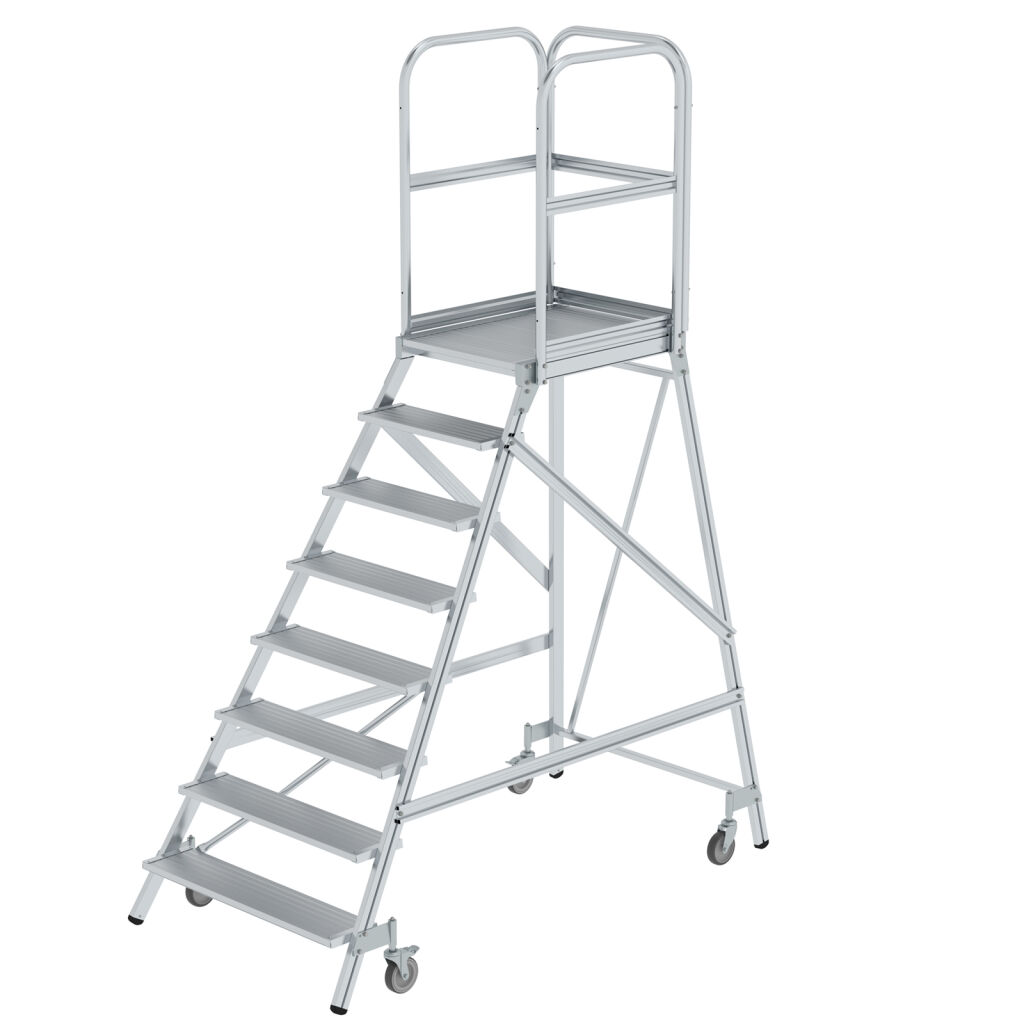 Podestleiter aluminium Prodestleiter einseitig begehbar, 8 Stufen inkl. plattform