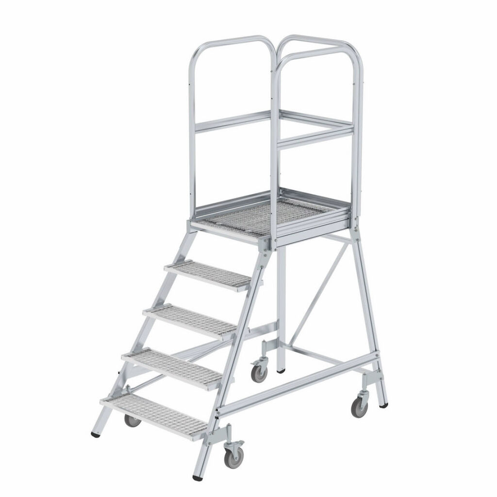 Podestleiter aluminium Prodestleiter einseitig begehbar, 5 Stufen inkl. plattform
