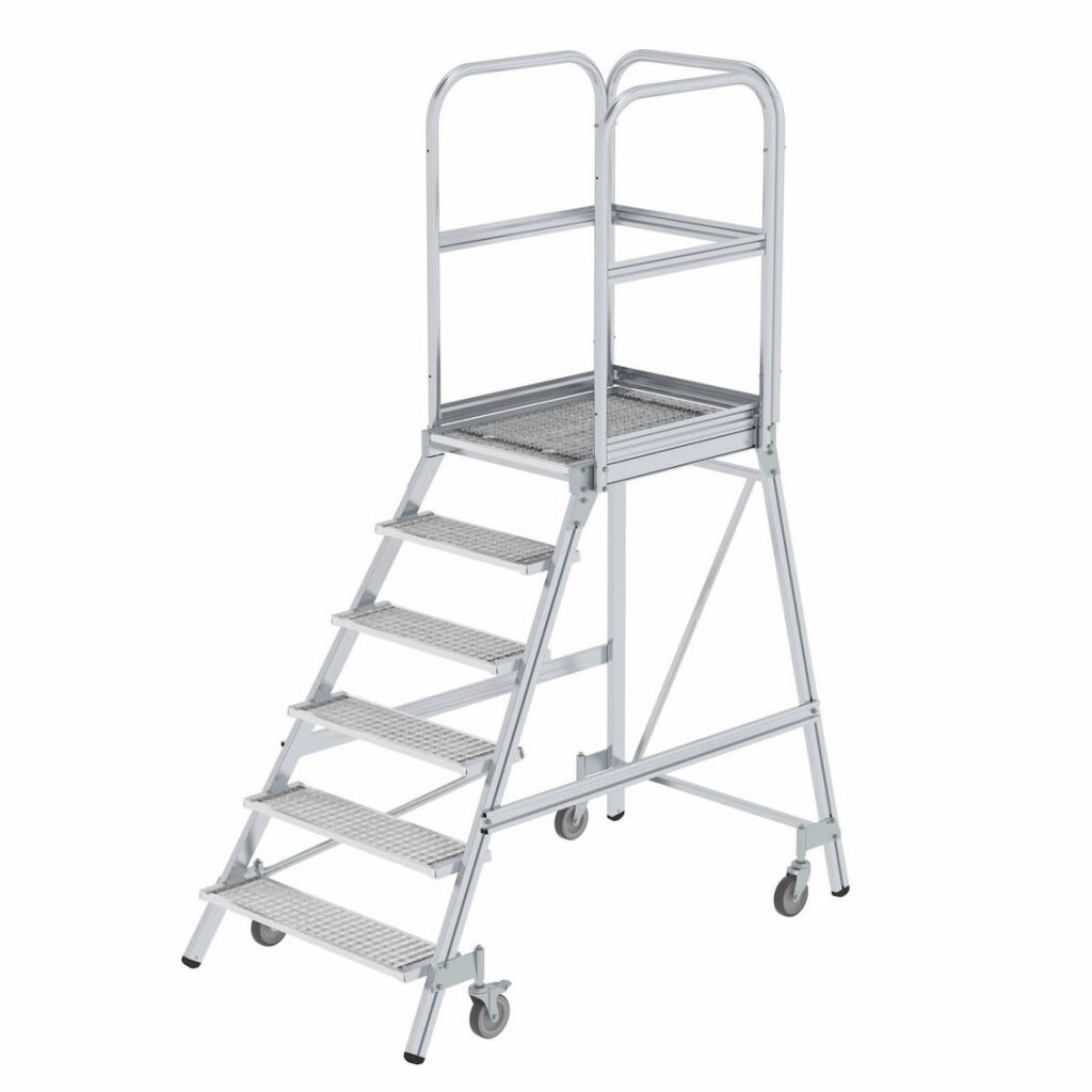 Podestleiter aluminium Prodestleiter einseitig begehbar, 6 Stufen inkl. plattform