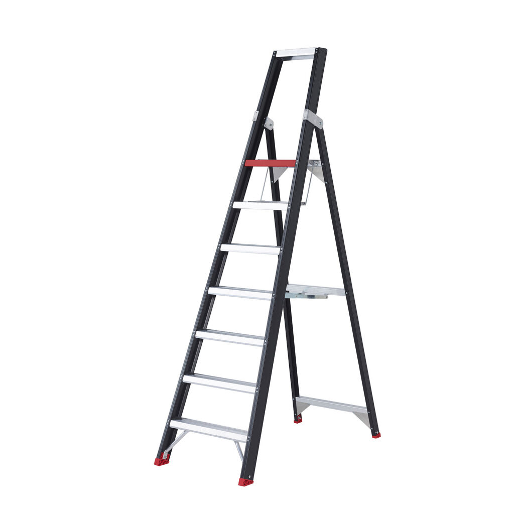 Industrietreppe einseitig begehbar, 7 Stufen inkl. plattform