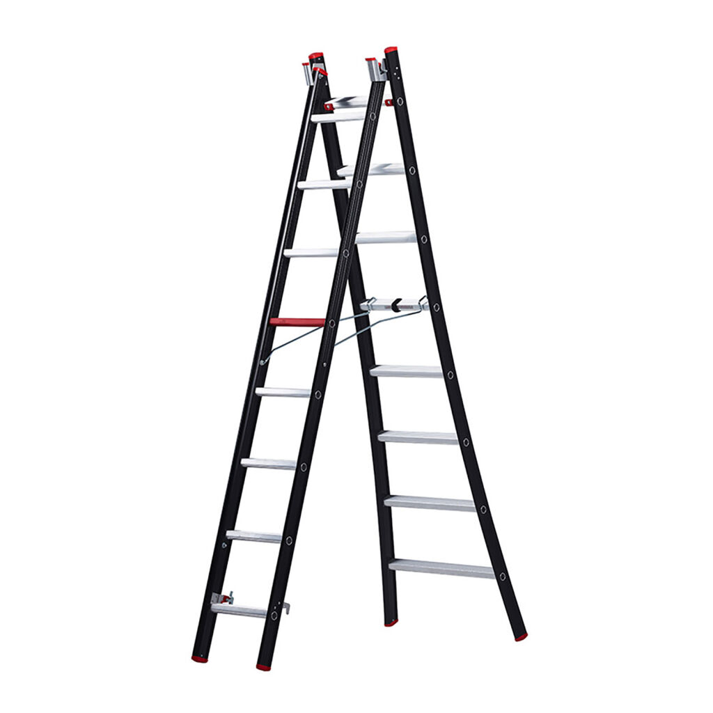 Echelle transformable 2-pièces connecté, 2x8 marchepieds