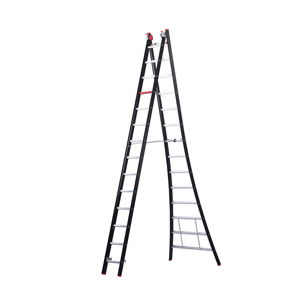 Echelle transformable 2-pièces connecté, 2x14 marchepieds