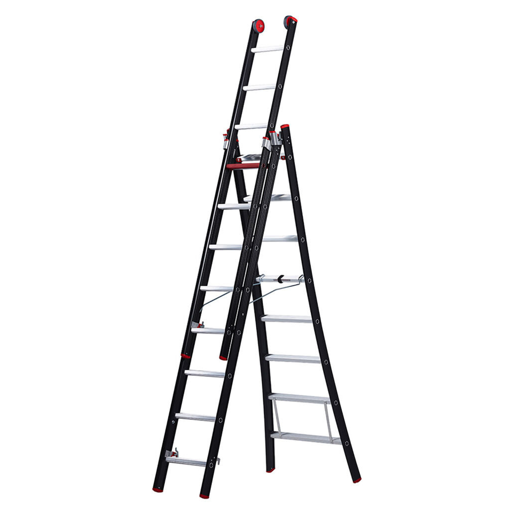Echelle transformable 3-pièces connecté, 3x8 marchepieds