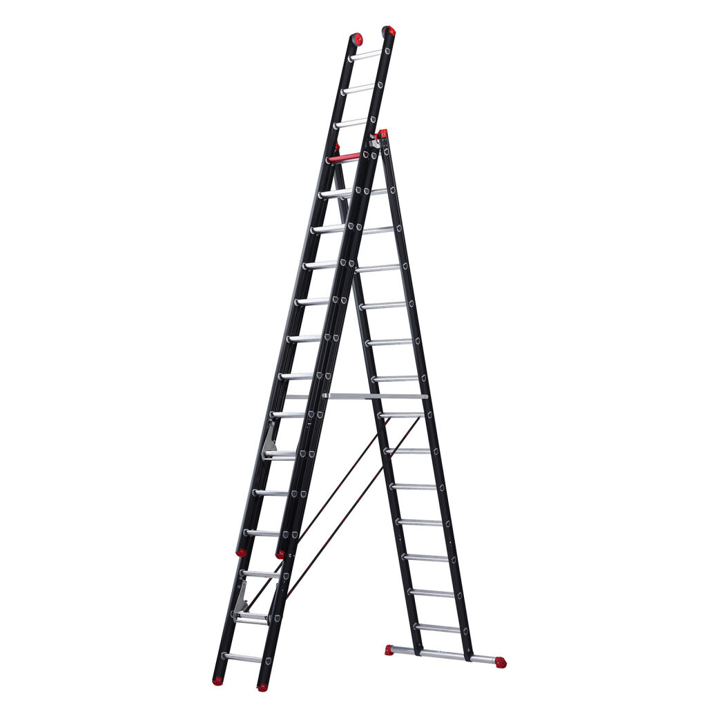 Echelle transformable 3-pièces connecté, 3x14 marchepieds