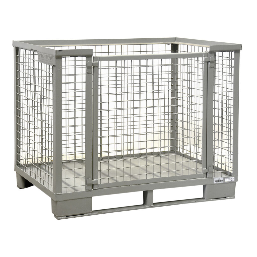 Mesh container fixed construction fixed mesh box structure a single removable panel