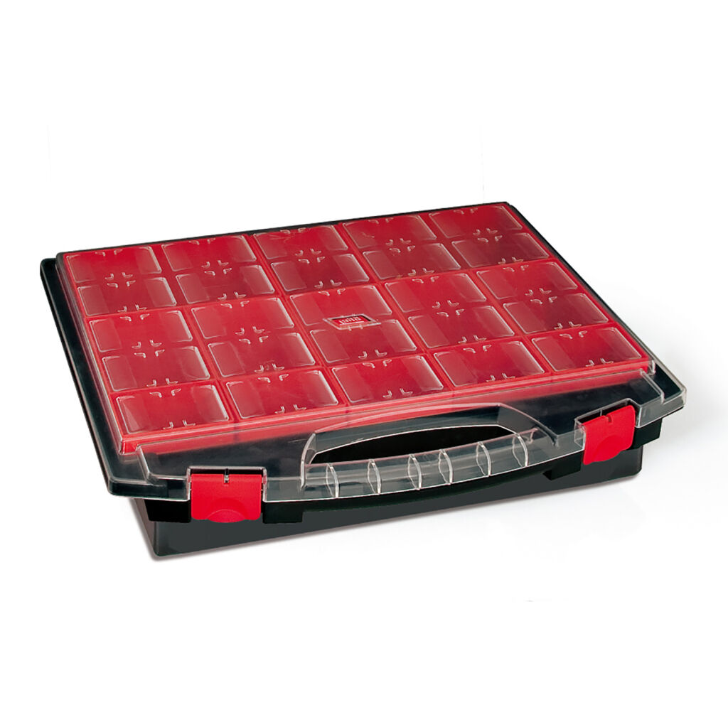 Transport case assortment case with 25 insert bins