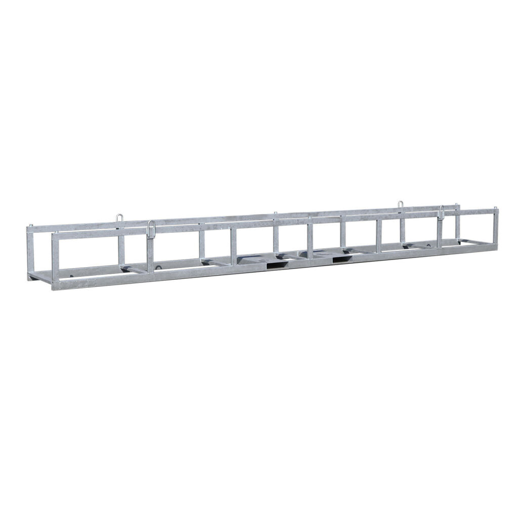 Container for long goods stackable 4 hoisting eyes and insertion runners