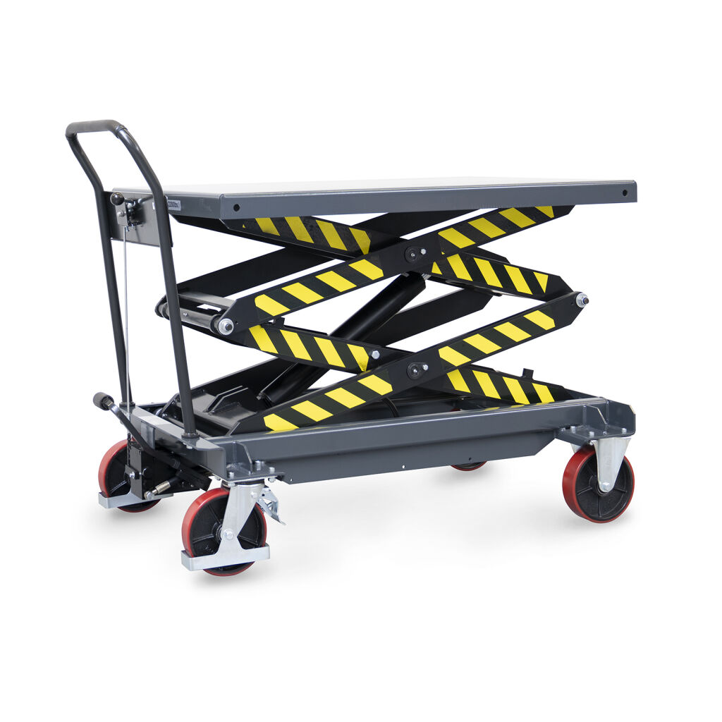 Chariot à plate-forme élévatrice barre de pousser, compact + ciseaux double