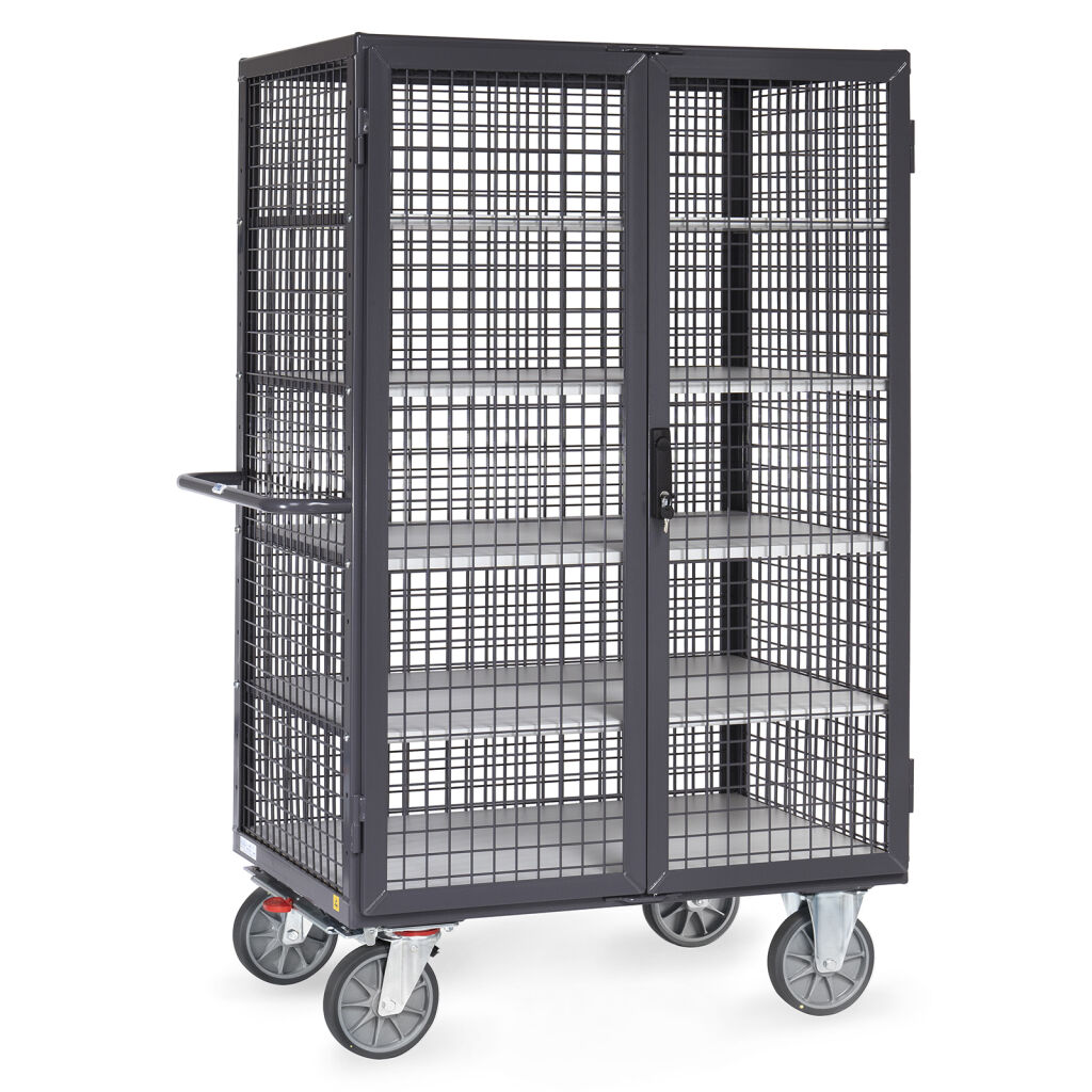 Shelved trolleys Fetra ESD trolley lockable/adjustable loading surface
