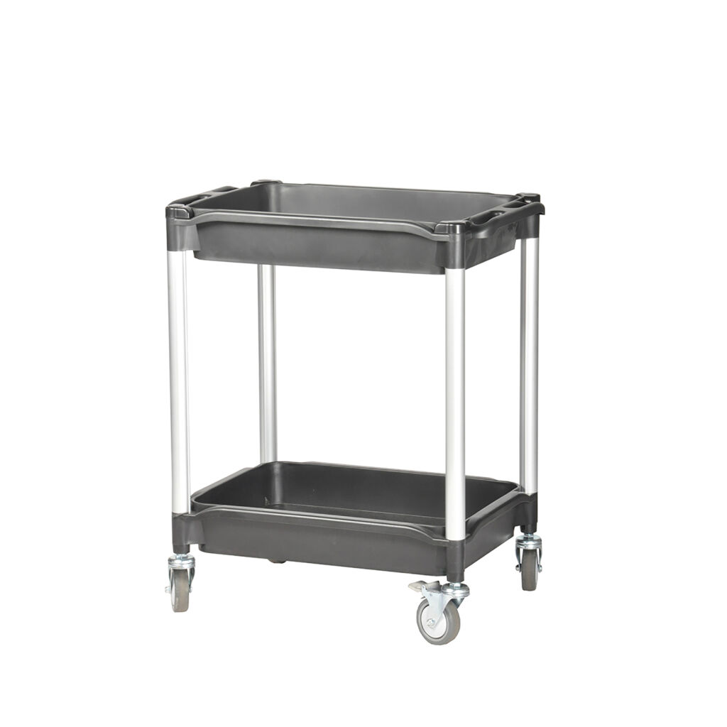 Shelved trolleys with 2 shelves