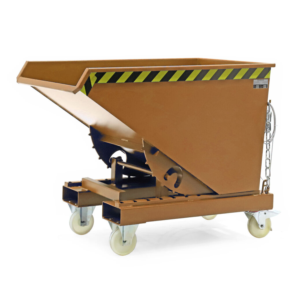 Automatic tilting container on wheels standard