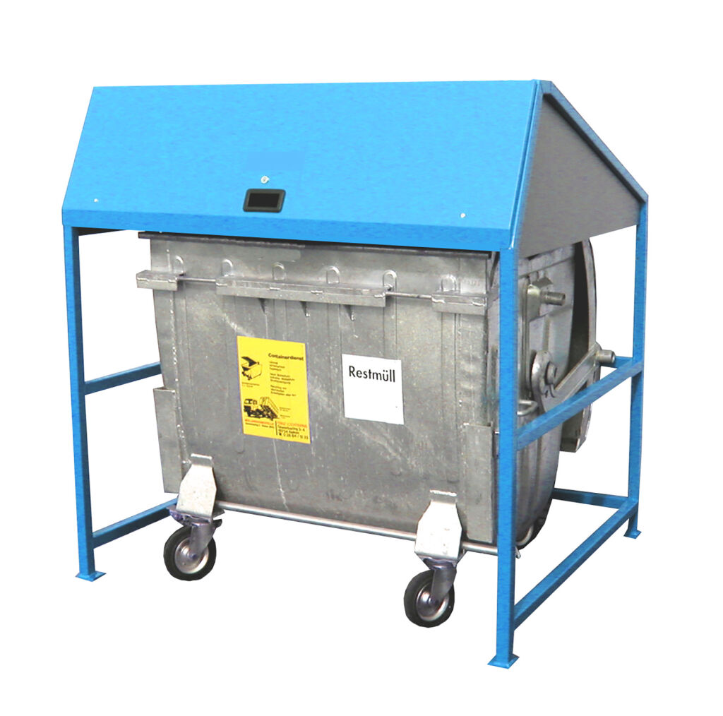 Waste container conversion for 1100 liter waste containers with roof