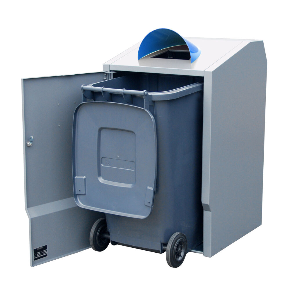 Wheelie bins conversion for 120 liter waste containers  with throw-in opening incl. roof