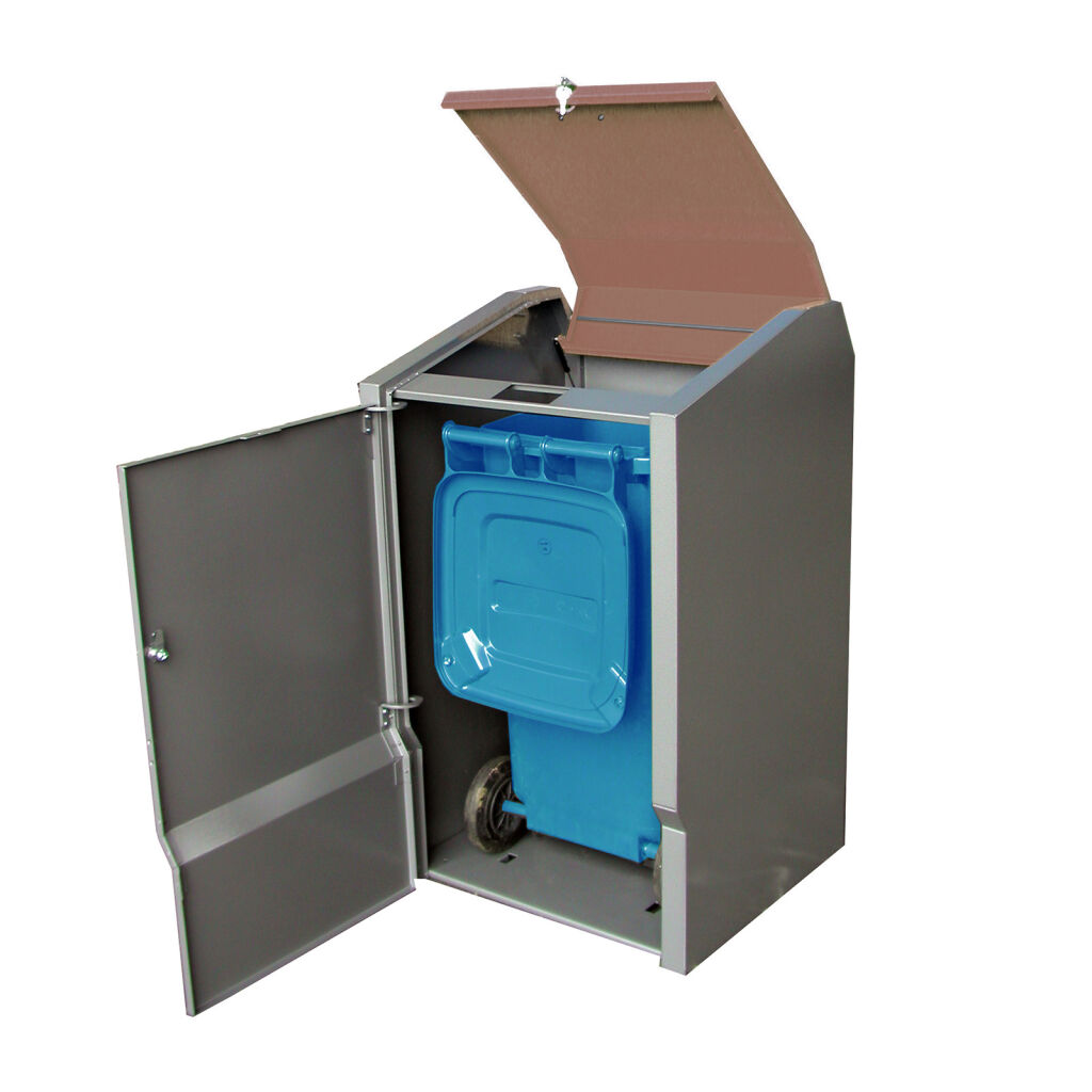 Wheelie bins conversion for 240 liter waste containers  with lockable throw-in flap with gas springs